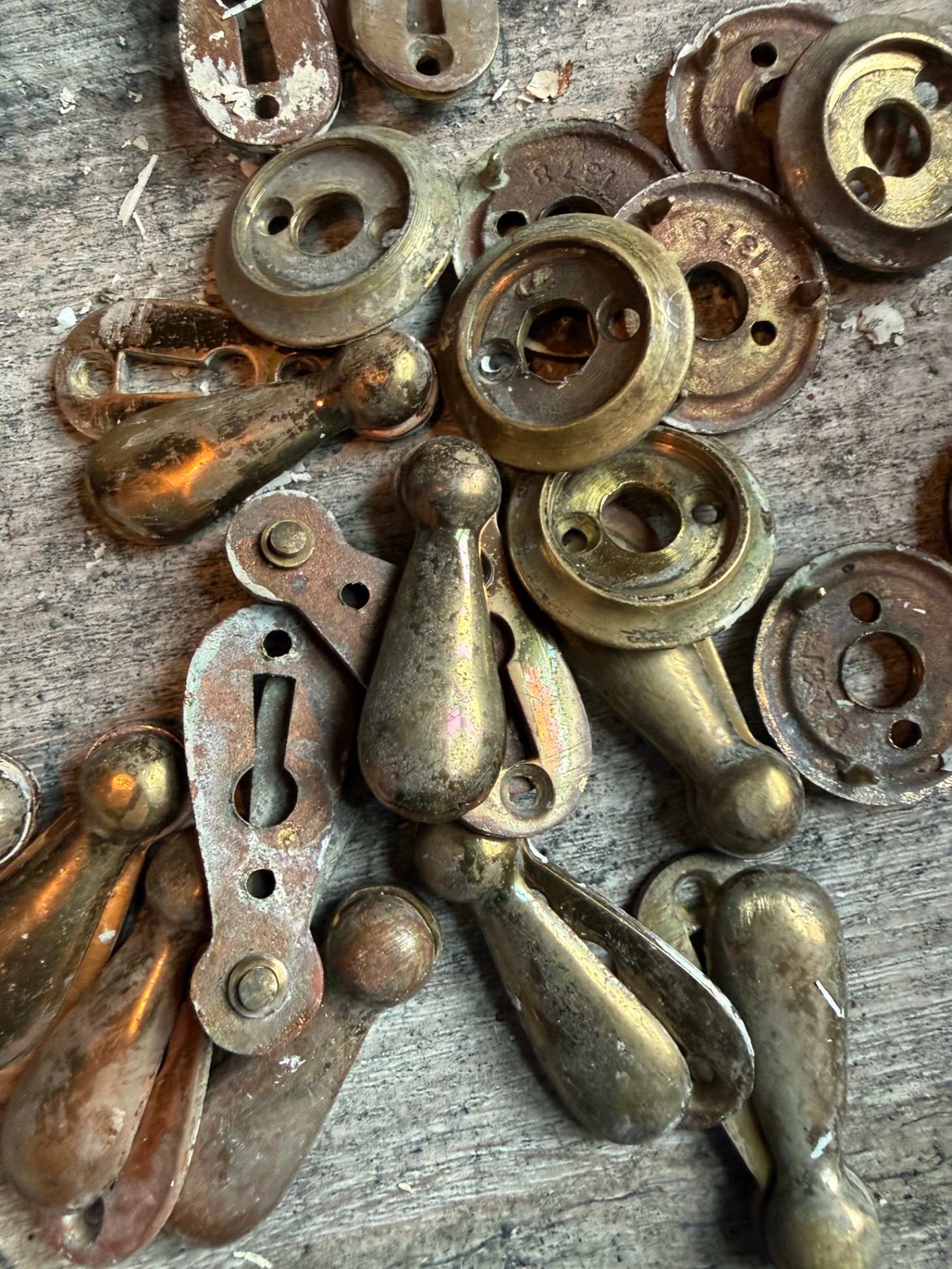 Brass hardware — before restoration