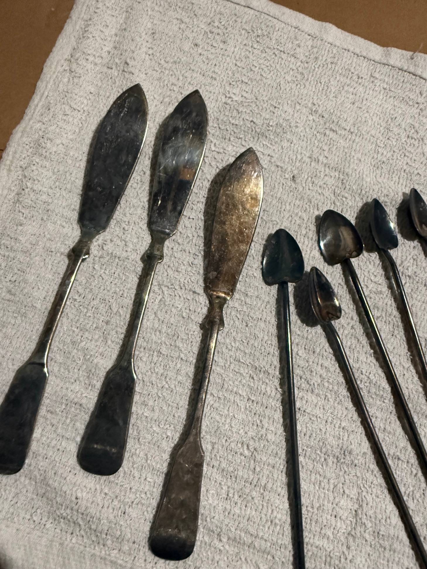 Silver flatware — before restoration